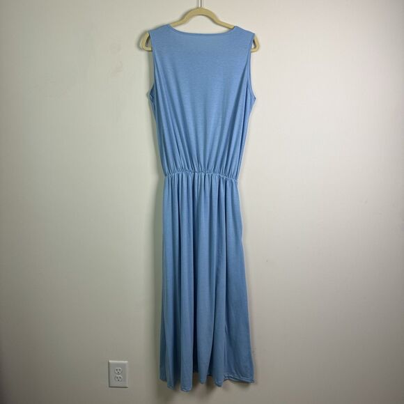 Women’s Light Blue Maxi Dress Sleeveless Side Slit Size M Lightweight - Picture 5 of 10